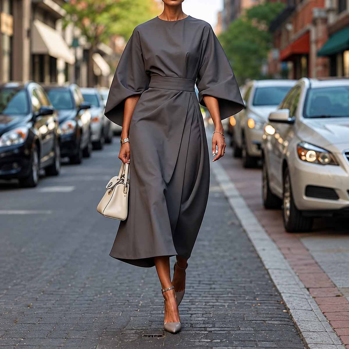 Clare - Maxi Kleid mit Taillenkordel