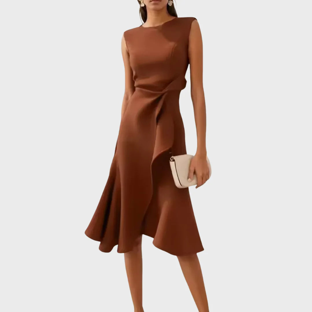 Sheila - Elegantes Damen Midikleid mit Volant-Details