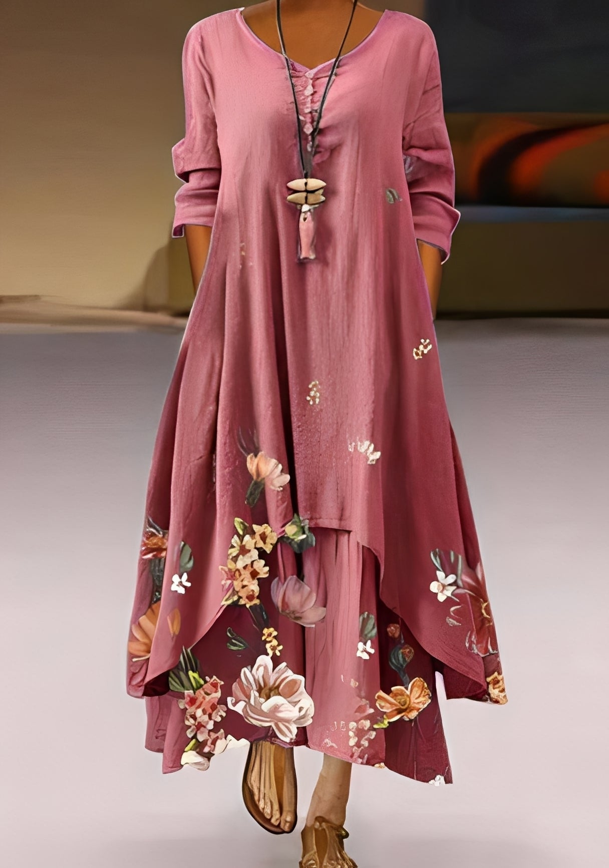 Belle - Stilvolles, locker geschnittenes Damenkleid mit Muster