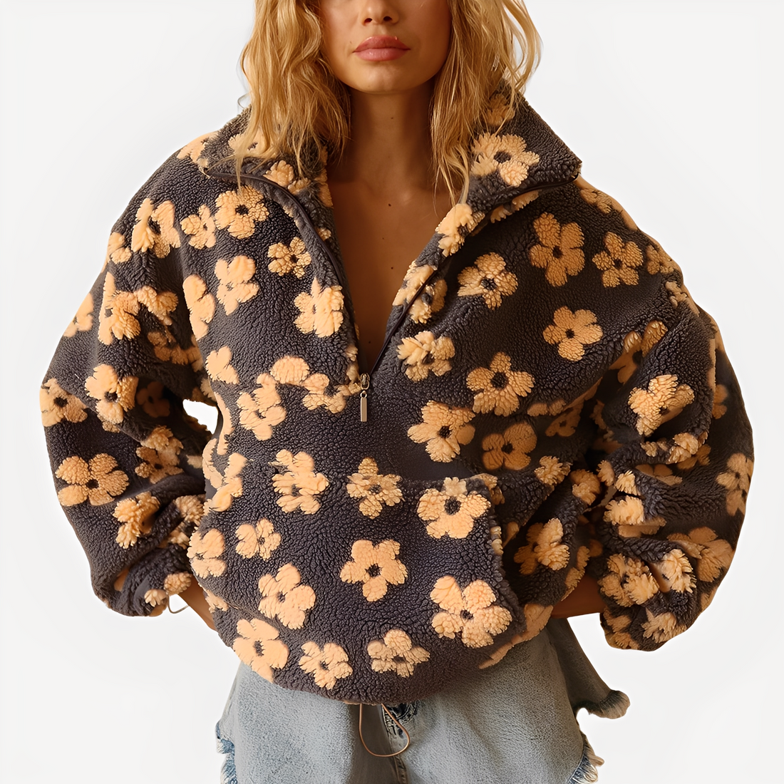Elizabeth - Moderner Pullover mit Blumendesign