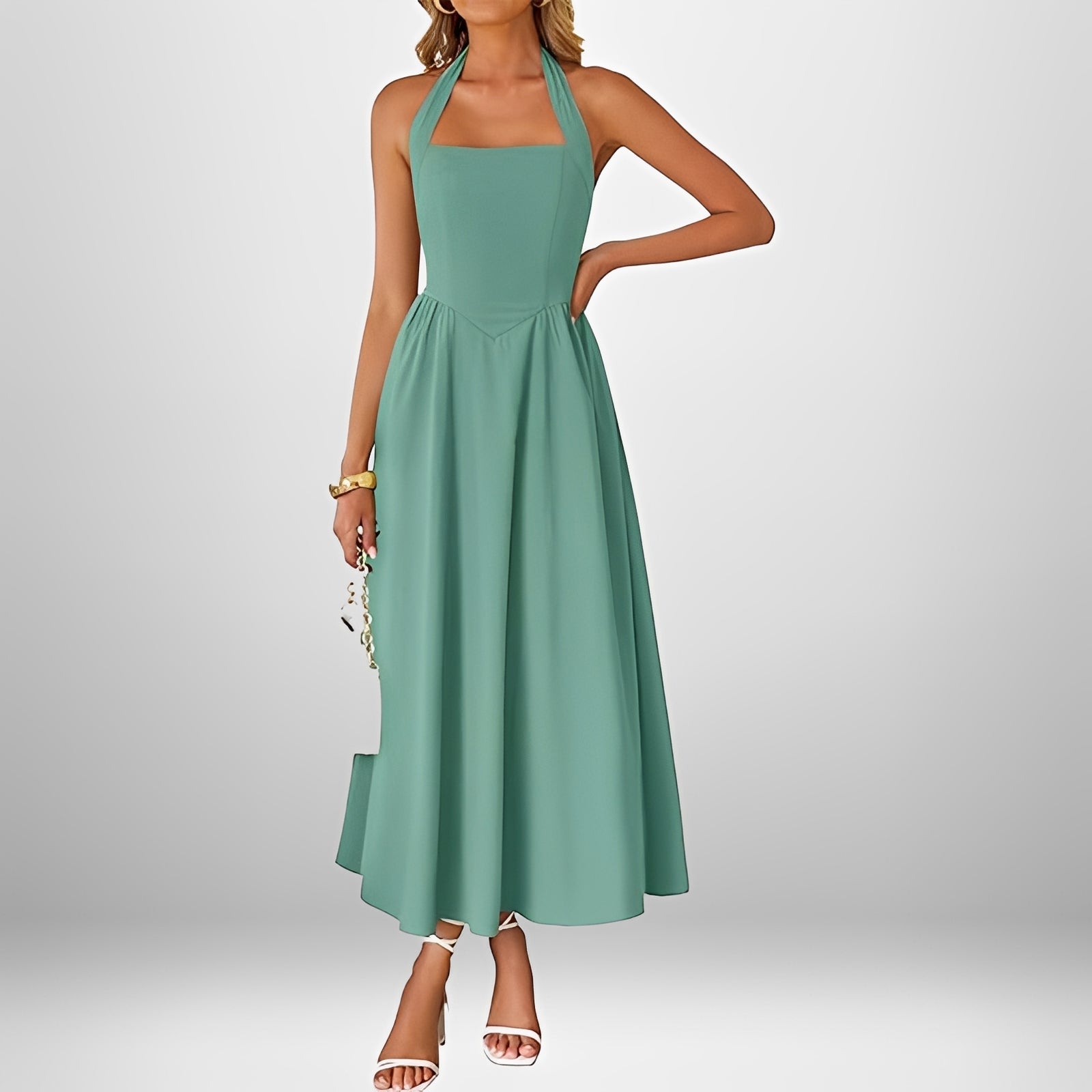 Joanna - Stilvolles Neckholder-Midikleid