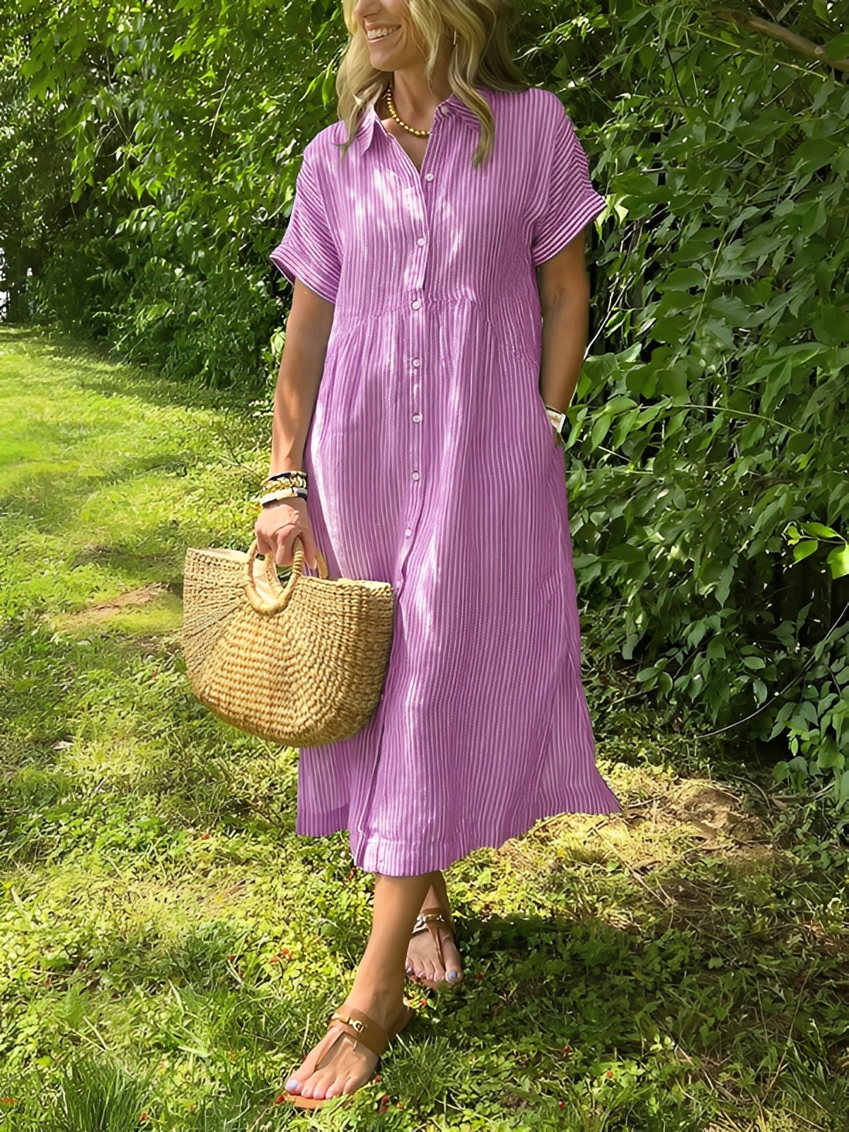 Alana - Bequemes gestreiftes Hemdkleid für Frauen