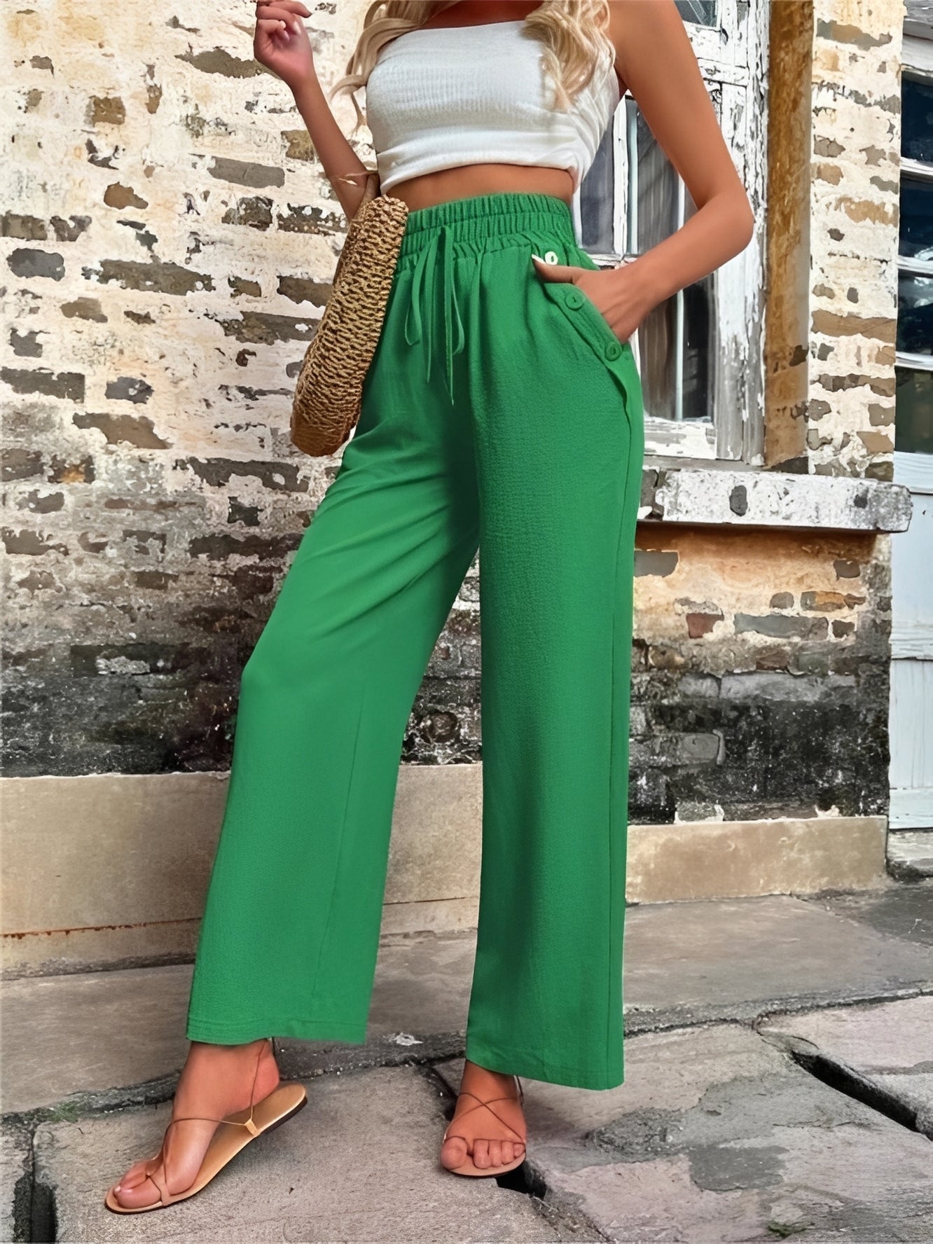 Allie - Elegante, locker geschnittene Hose mit hoher Taille für Damen