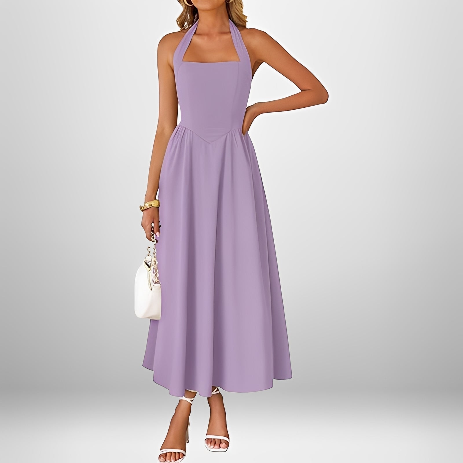 Joanna - Stilvolles Neckholder-Midikleid