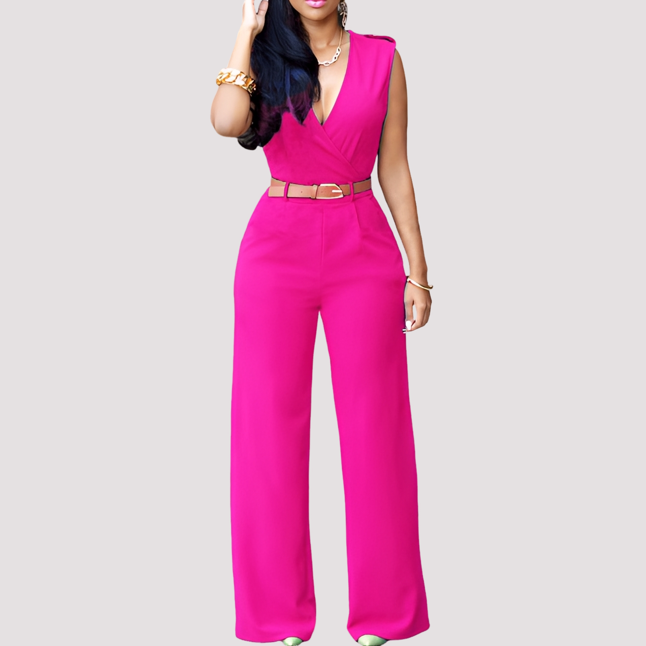 Esther - Damen-Jumpsuit mit Gürtel, elegant