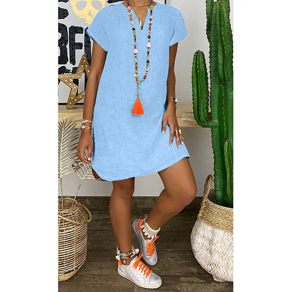 Gina - Lockeres Sommerkleid aus leichtem Mischgewebe