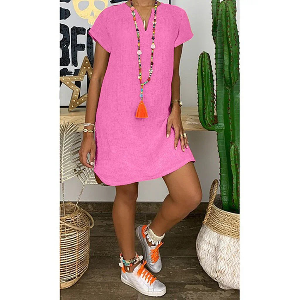 Gina - Lockeres Sommerkleid aus leichtem Mischgewebe
