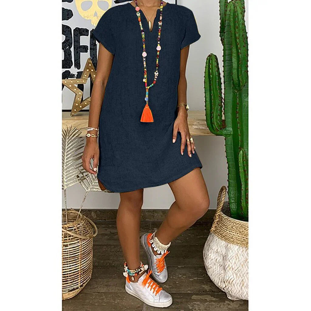 Gina - Lockeres Sommerkleid aus leichtem Mischgewebe