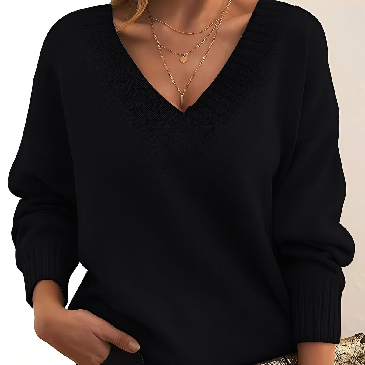 Elexa - Gemütlicher Pullover mit V-Ausschnitt