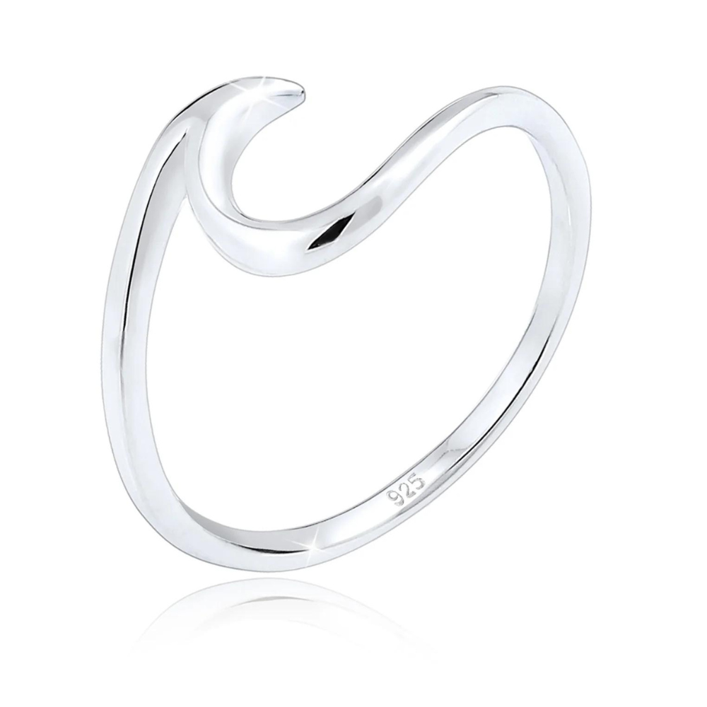 Wellenring im minimalistischen Design - Silberring in Wellenform