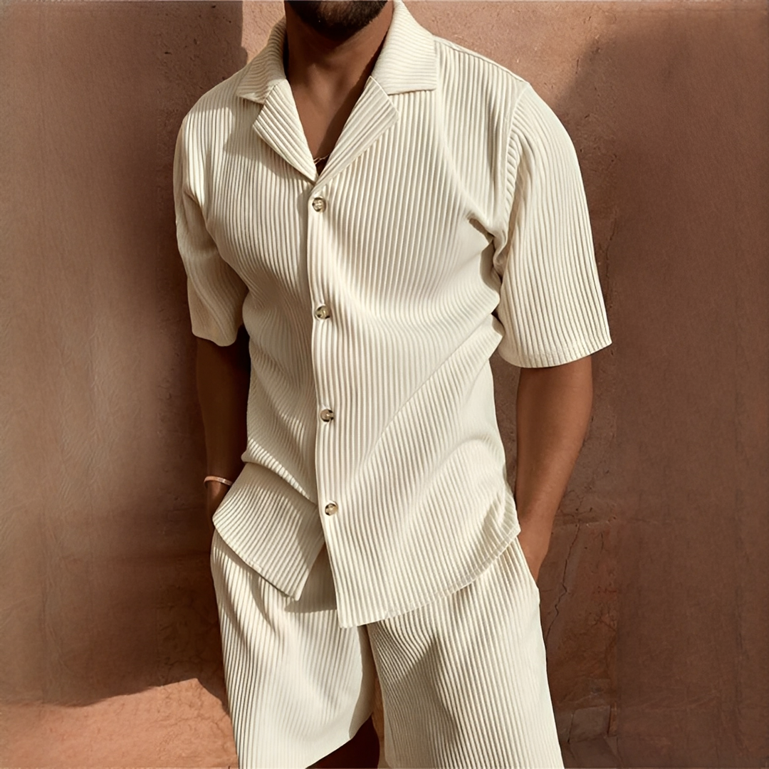 Junmar - Herren-Set aus Hemd und Shorts, lässig
