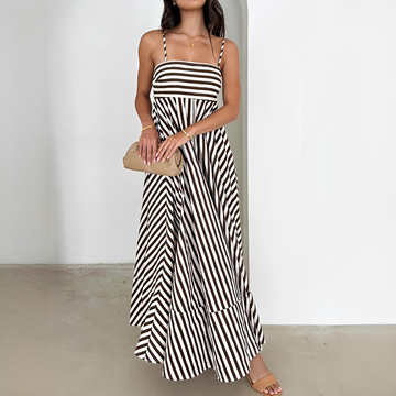 Lerra - Langes Streifen-Plisseekleid