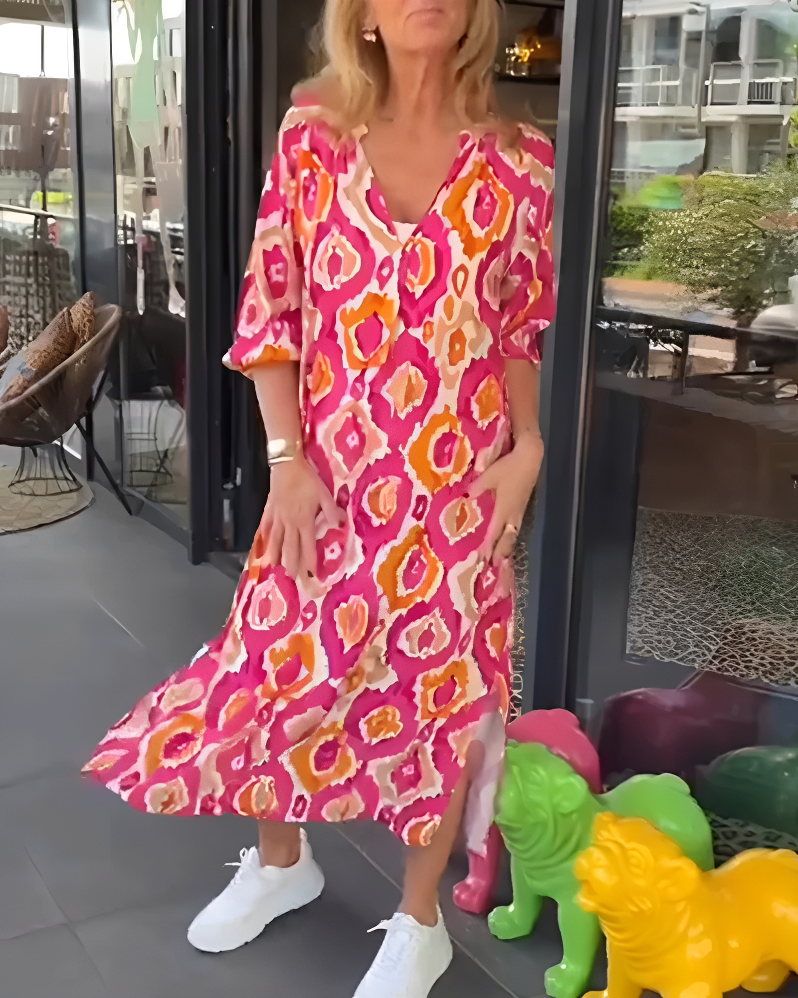 Rachael - Stilvolles Midikleid mit V-Ausschnitt