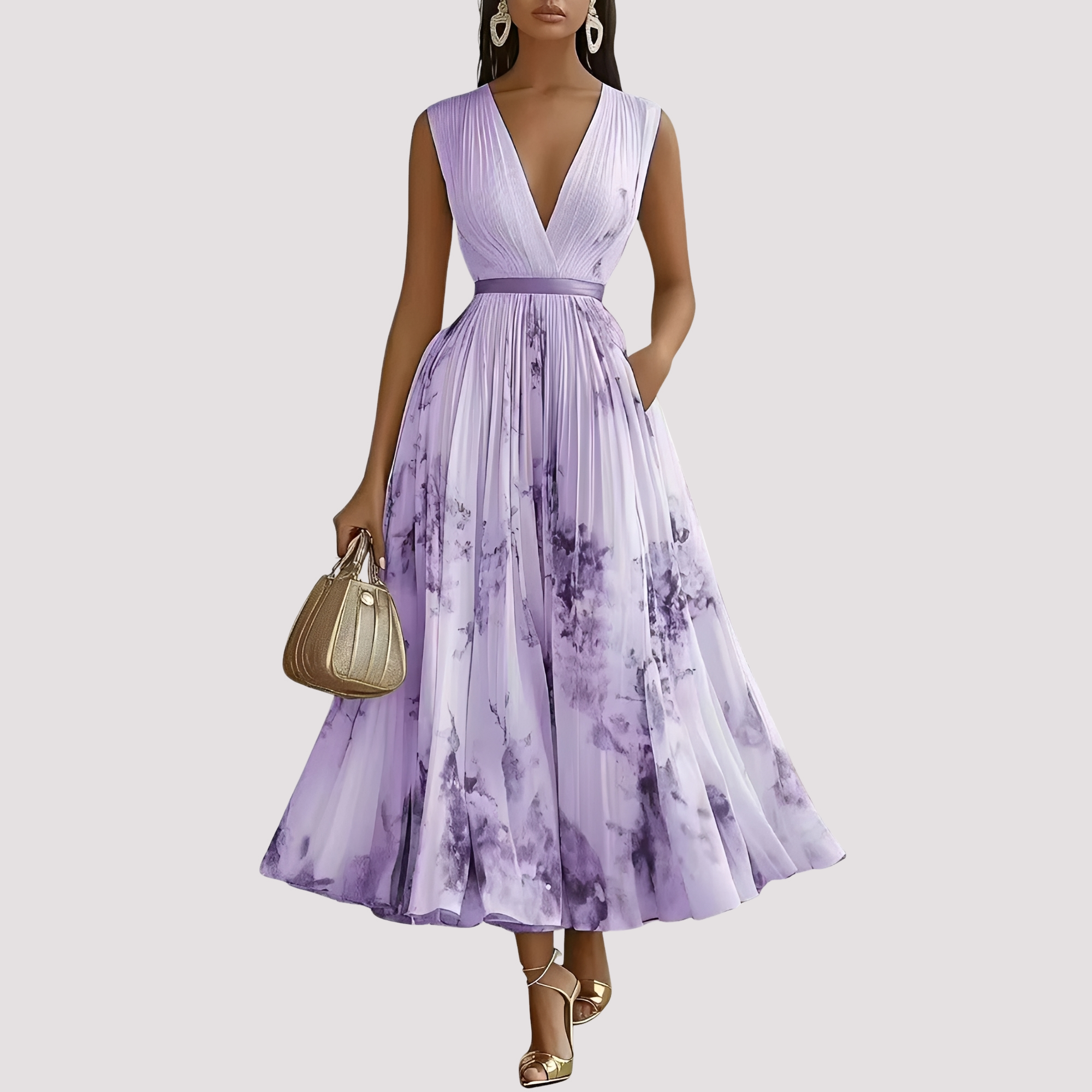 Leah - Midikleid mit Blumenmuster und langen Ärmeln