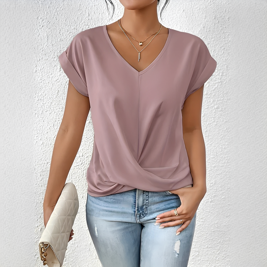 Velanie - Weites V-Ausschnitt-Shirt