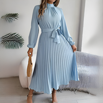 Jessy - Damenkleid mit plissierten langen Ärmeln