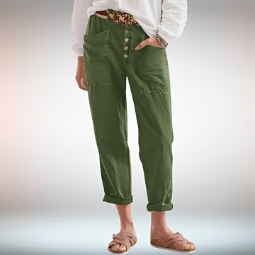 Rhonwen - Elegante, locker geschnittene Hose mit Knöpfen