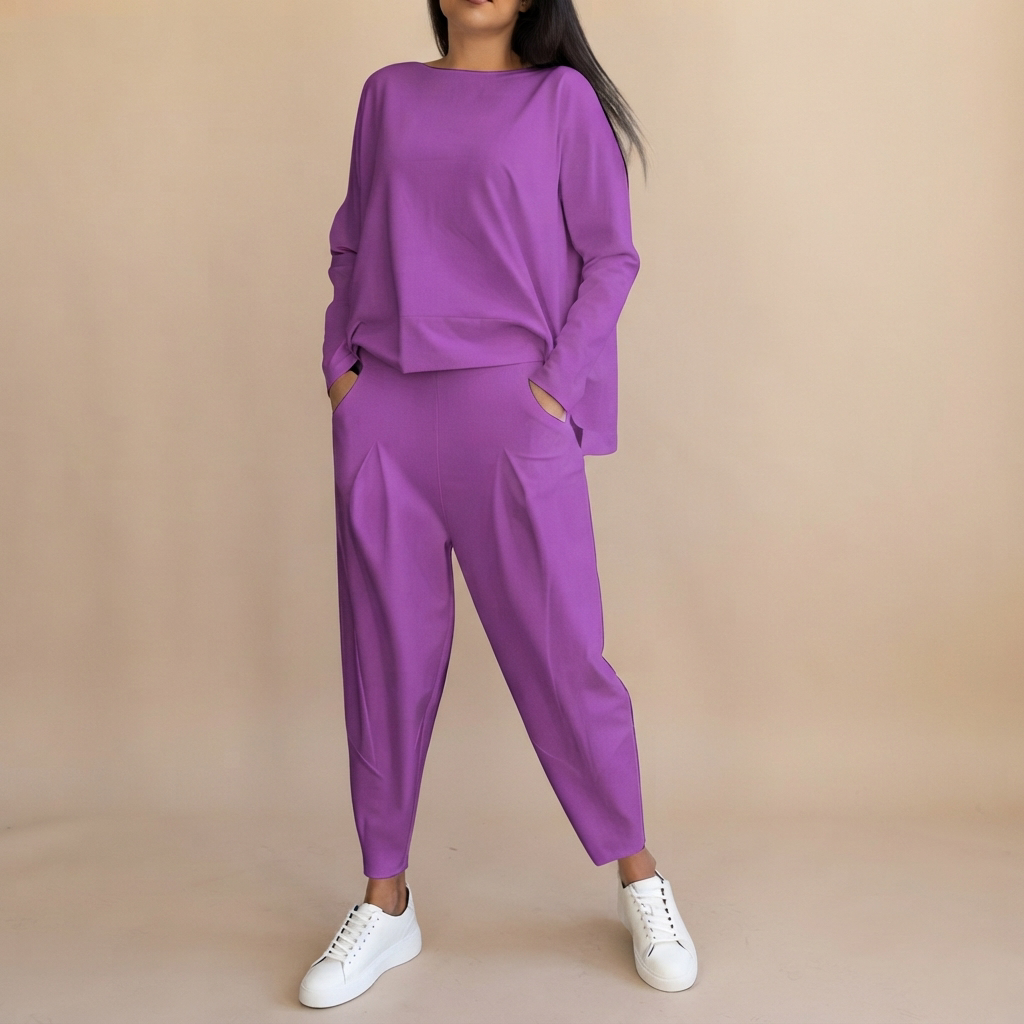 Emilyn - Lässiges Set aus Weitgeschnittener Hose