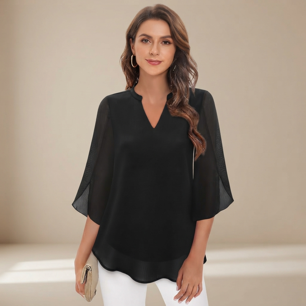 Arsine - Elegante, locker sitzende V-Ausschnitt-Bluse