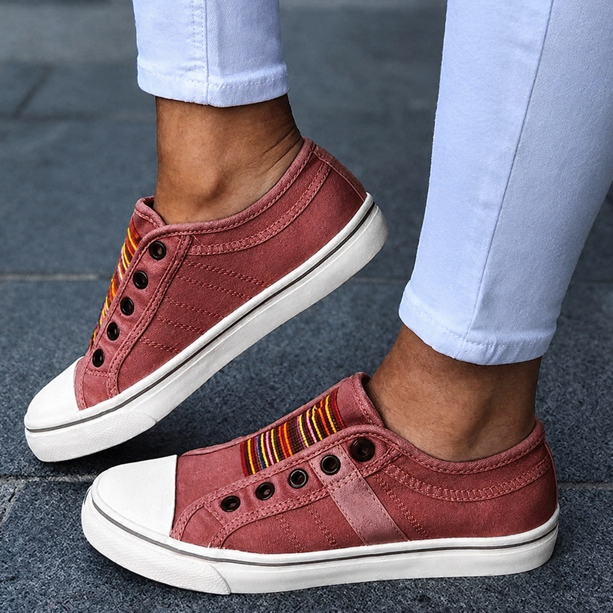 Jorrie - Klassische elastische Segeltuch-Sneaker