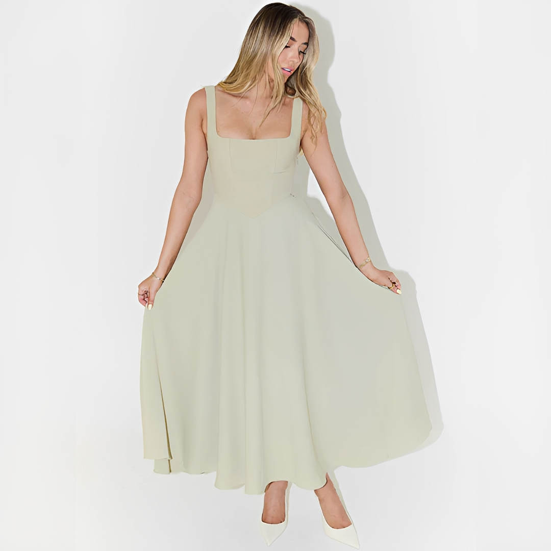Fioren - Elegantes Midikleid mit Eckigem Ausschnitt