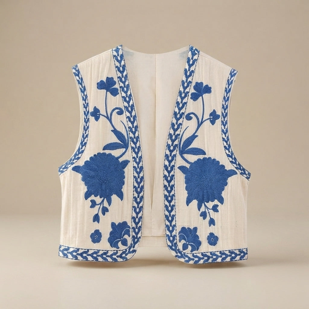 Mahya - Vintage Weste mit Blumenstickerei