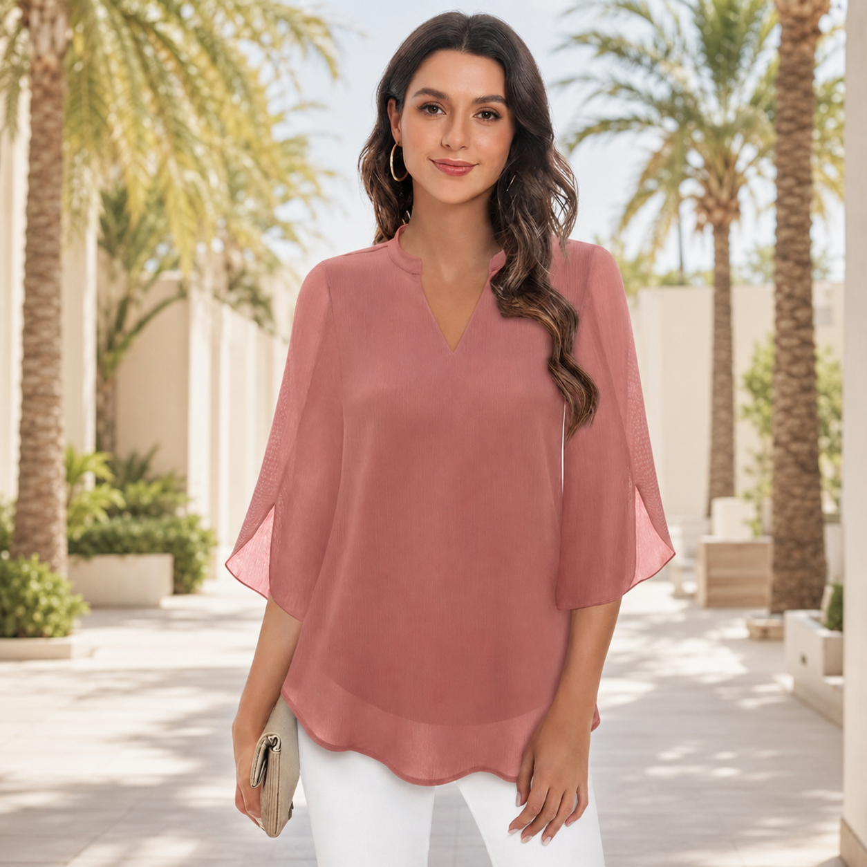 Arsine - Elegante, locker sitzende V-Ausschnitt-Bluse