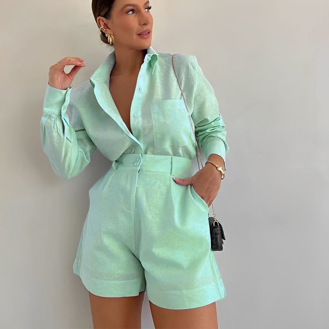 Yasin - Set mit langärmeligem Oberteil und weiten Shorts