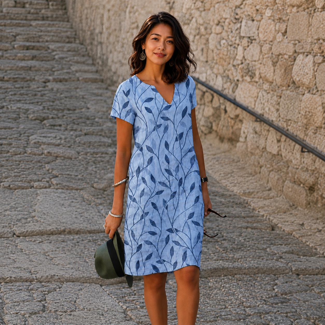 Josette - Lockeres Midikleid mit V-Ausschnitt