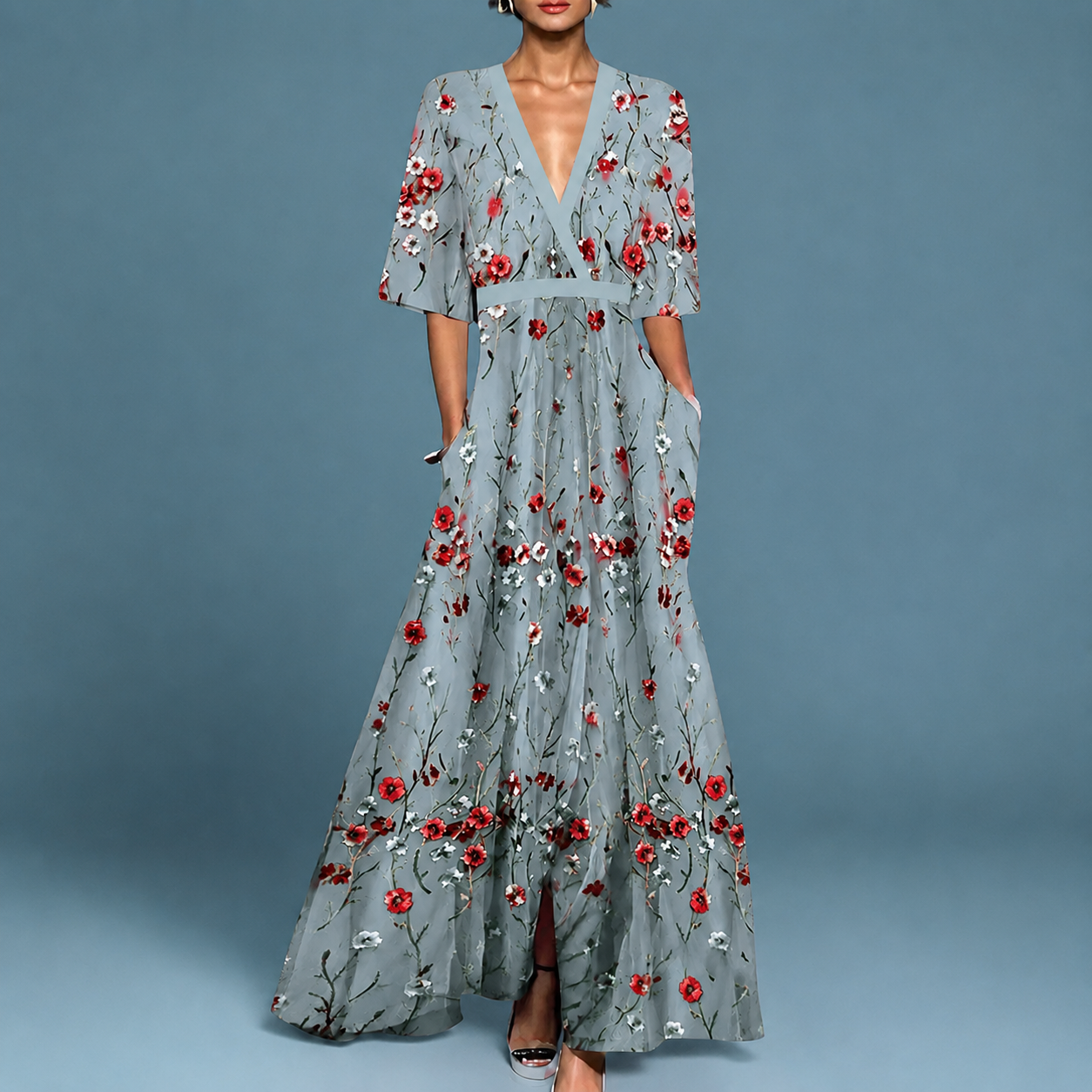 Laure - Elegantes Fließkleid mit V-Ausschnitt