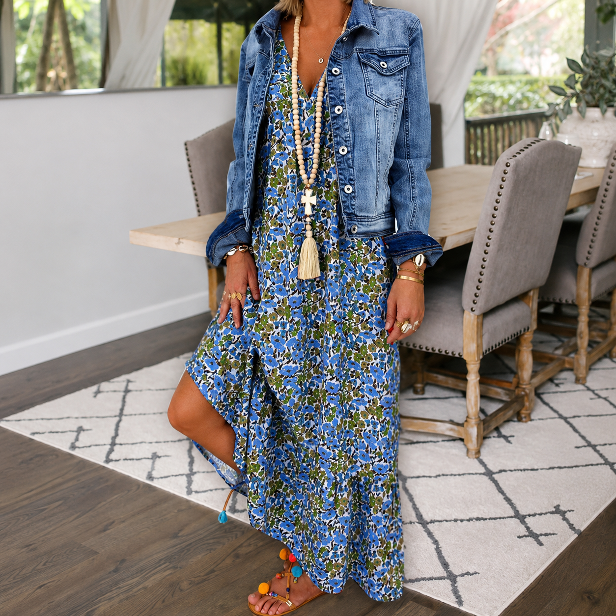 Shalisha - Elegantes Boho-Kleid mit V-Ausschnitt