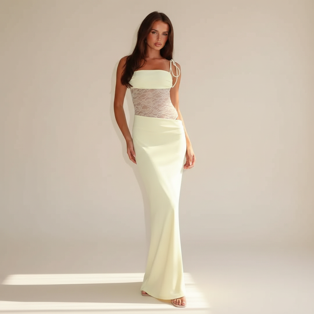 Darlaine - Elegantes Maxikleid mit Spitzenträgern