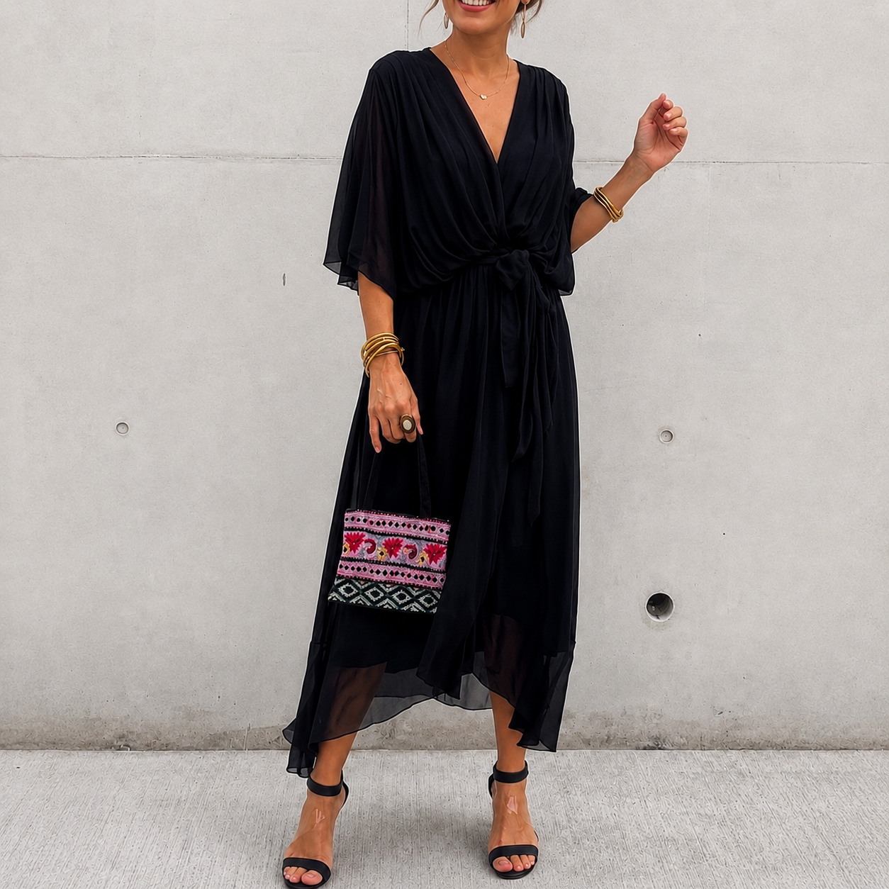 Jescah - Elegantes Kleid mit Fledermausärmeln