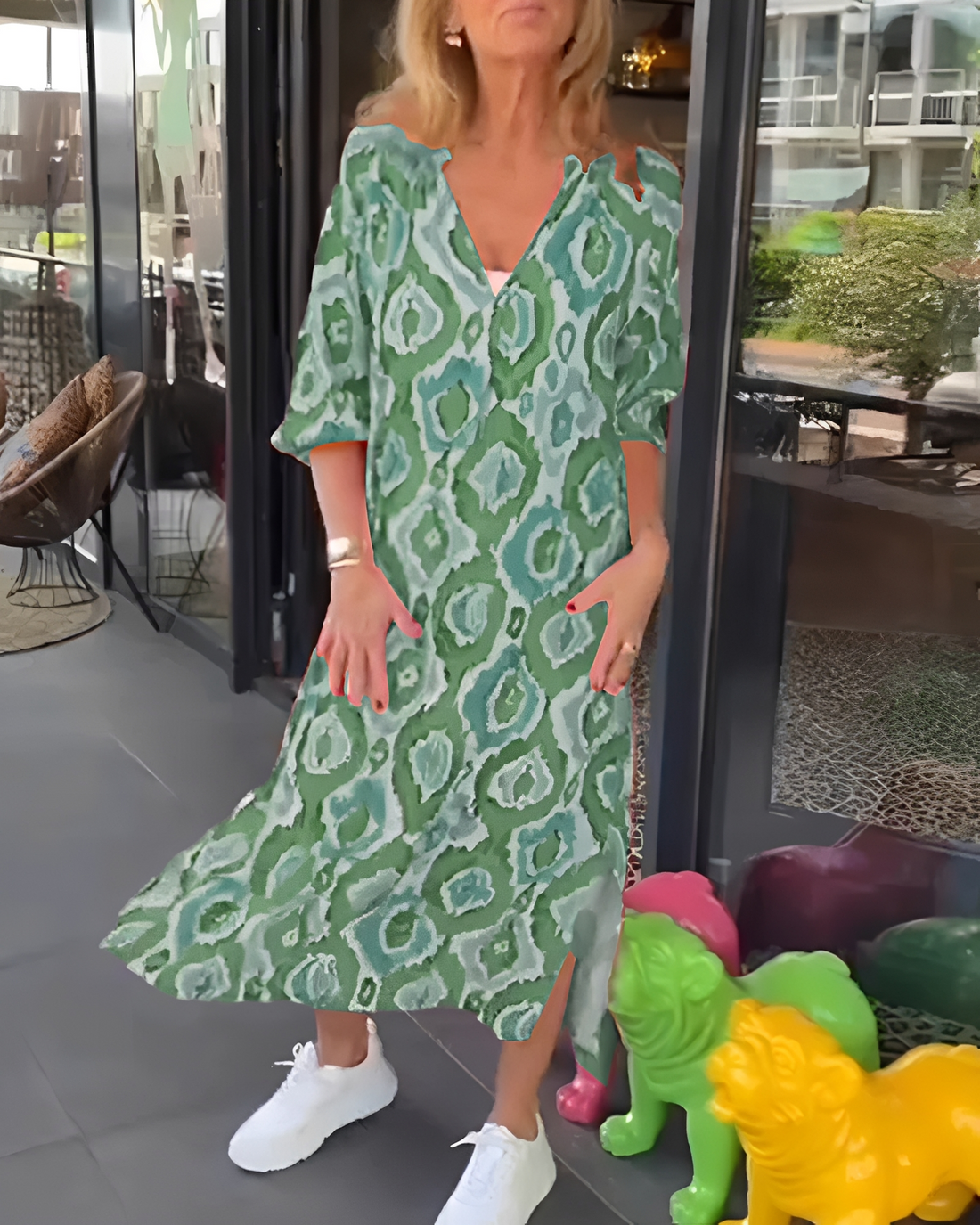 Rachael - Stilvolles Midikleid mit V-Ausschnitt