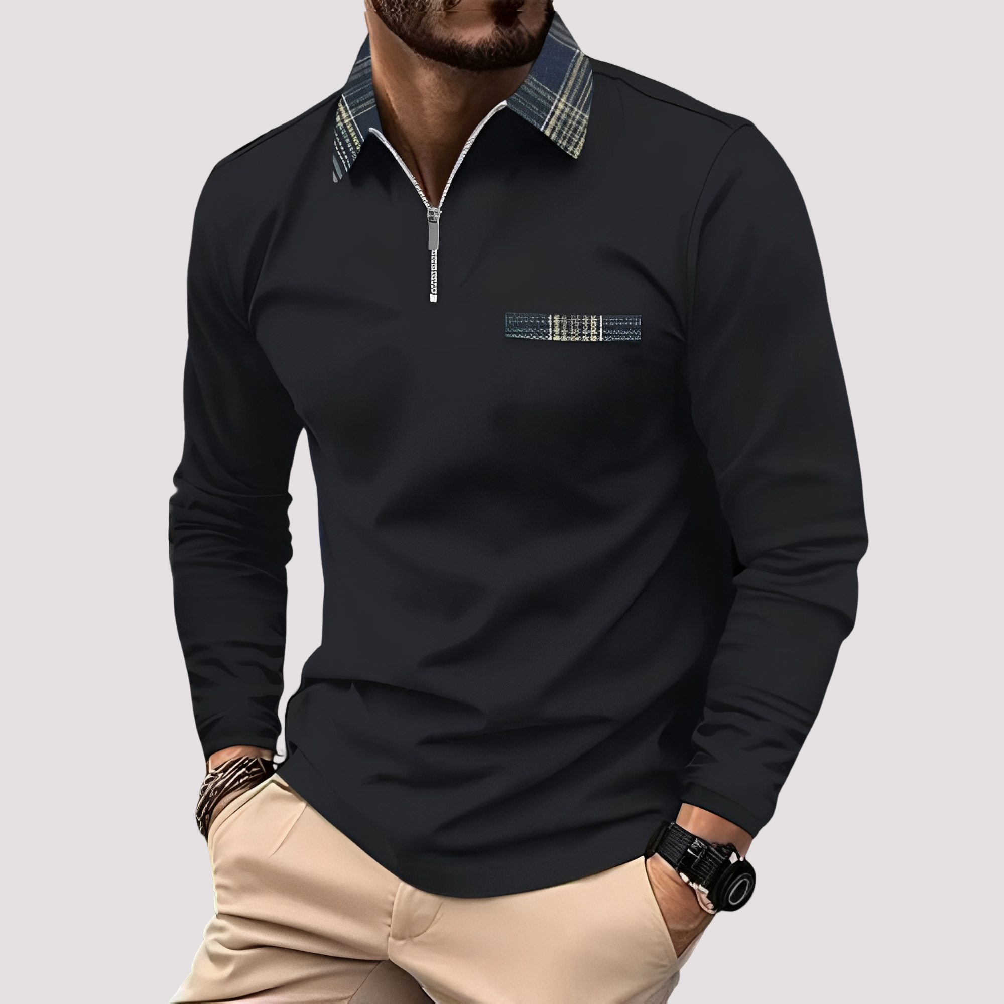 Aidan - Elegantes Langarm-Poloshirt für Herren