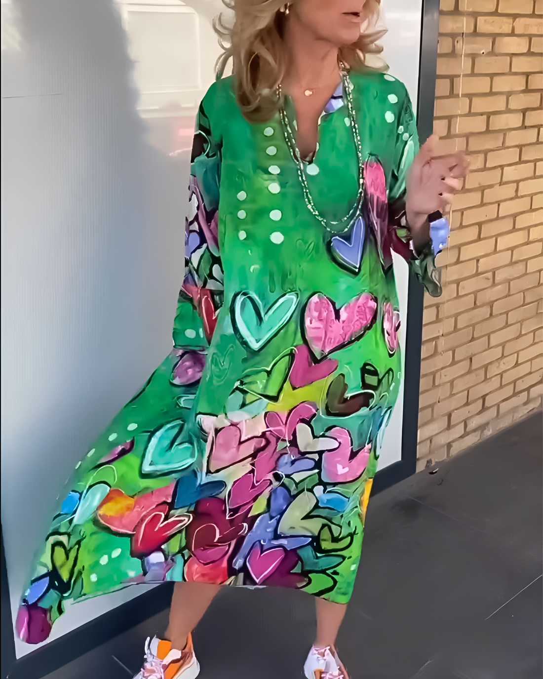 Geneva - Bequemes Kleid mit V-Ausschnitt