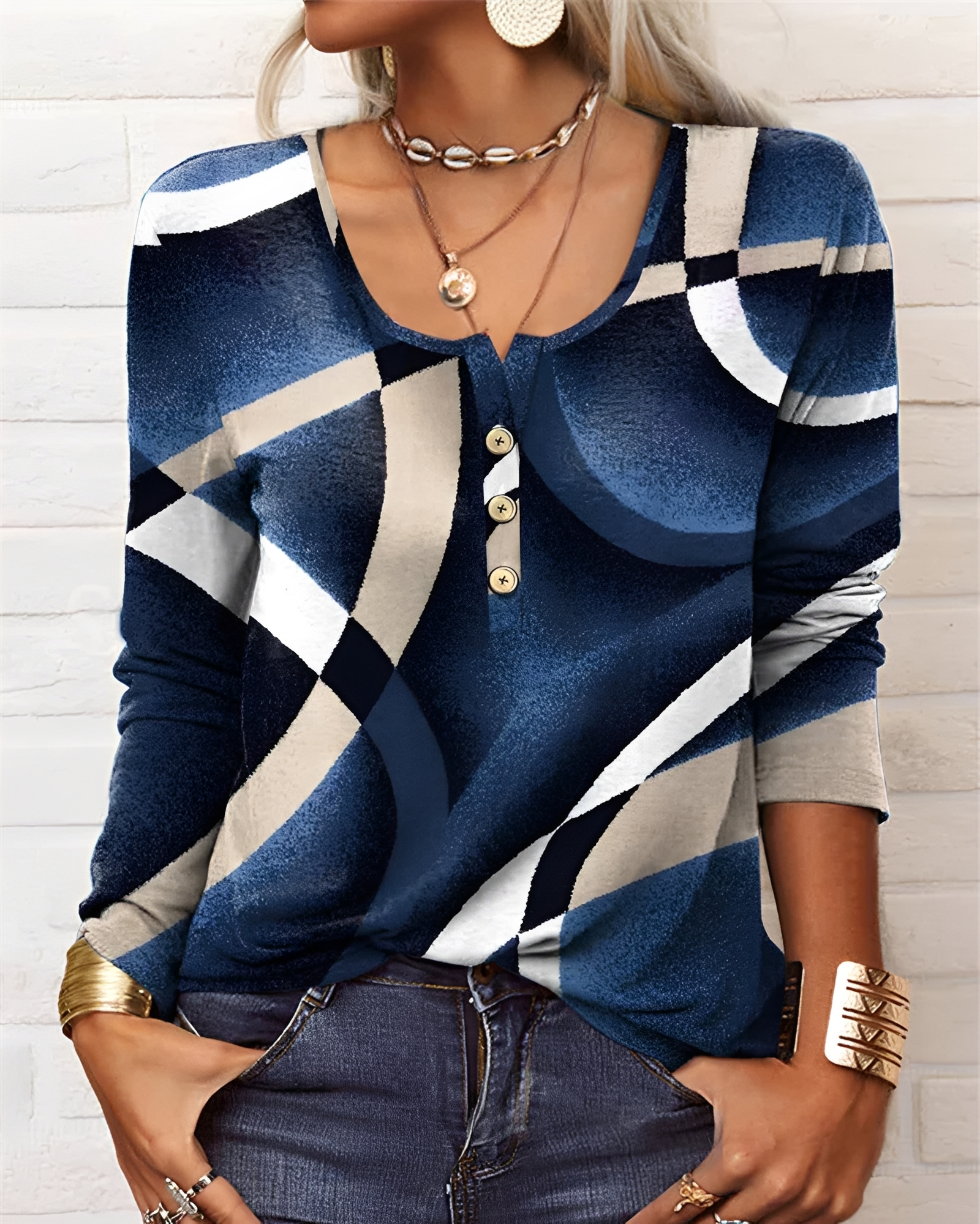 Alejandra - Schicke Halbknopf-Bluse