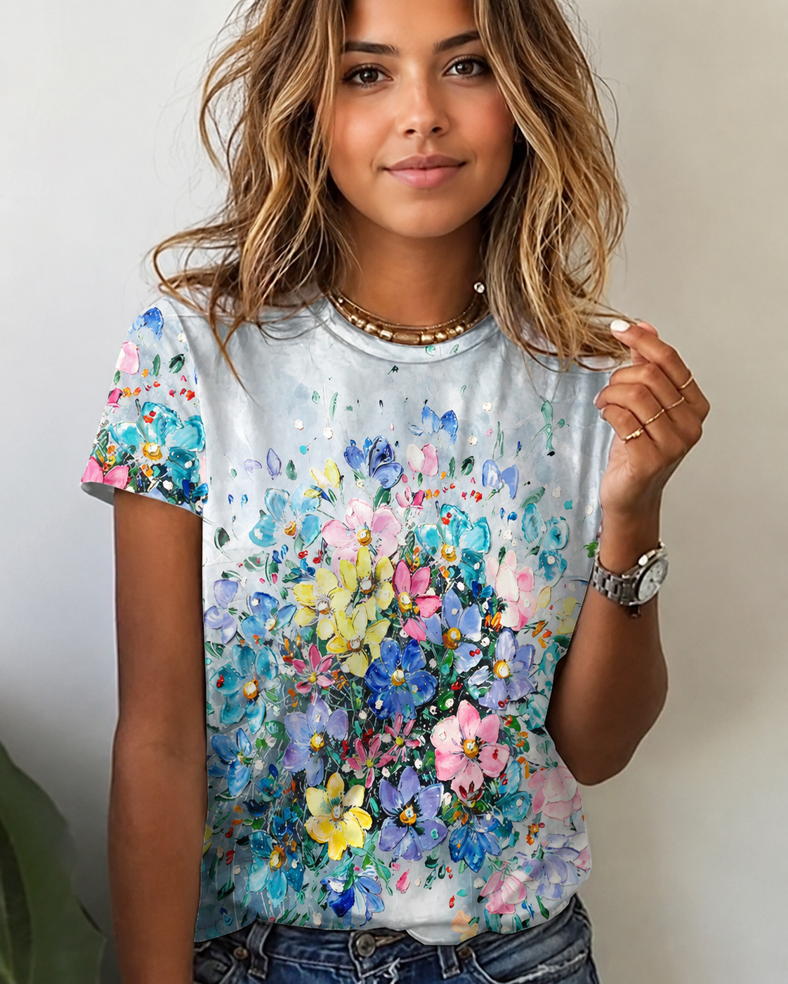 Rajanece - Stilvolles T-Shirt mit Rundhalsausschnitt