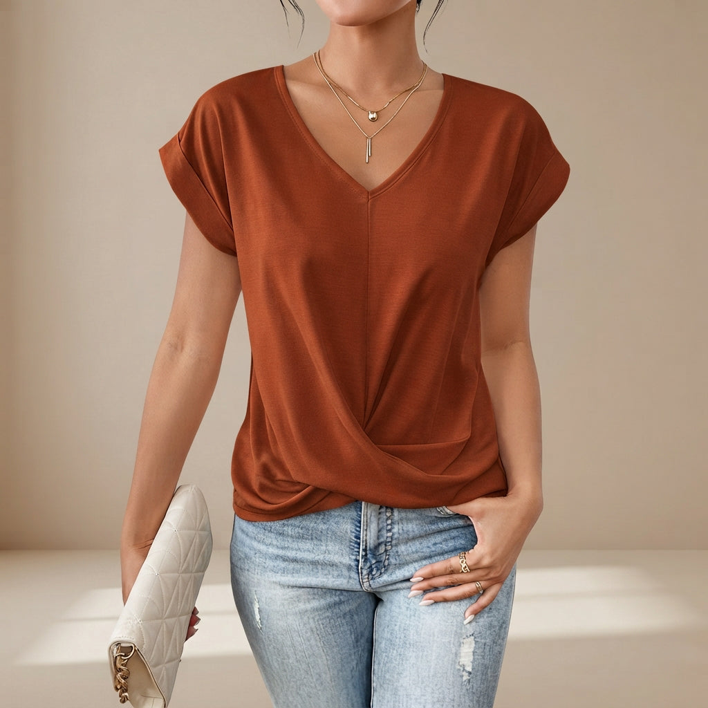 Glenys - Leichtes V-Ausschnitt T-Shirt