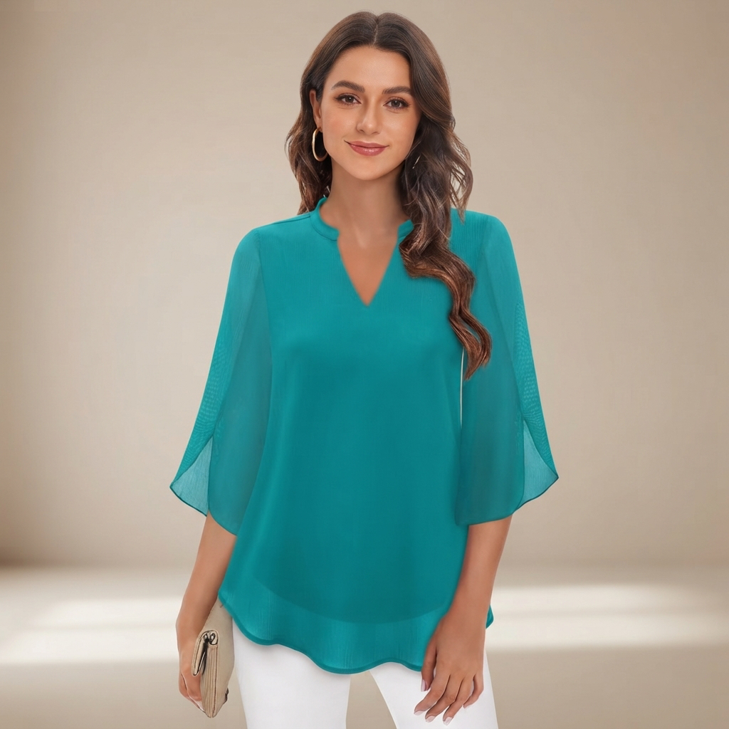 Arsine - Elegante, locker sitzende V-Ausschnitt-Bluse