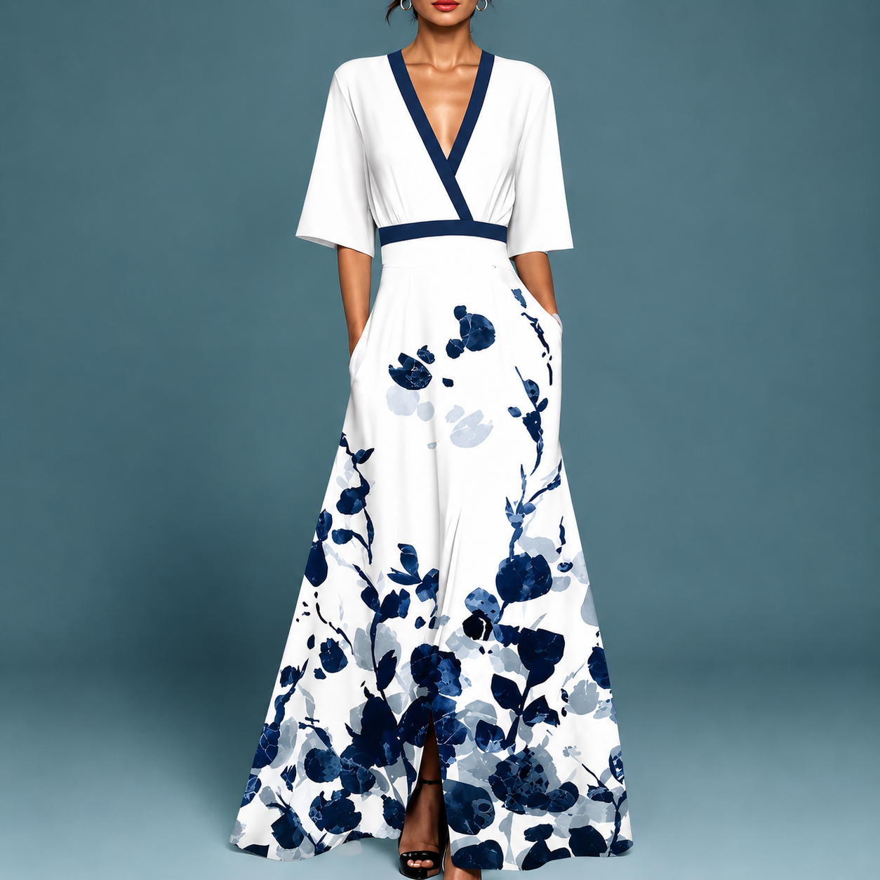 Laure - Elegantes Fließkleid mit V-Ausschnitt