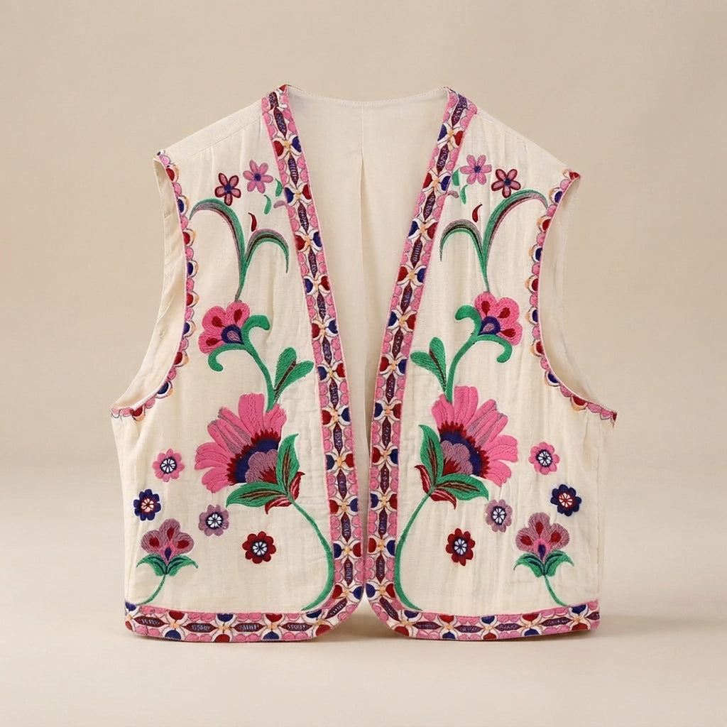 Mahya - Vintage Weste mit Blumenstickerei