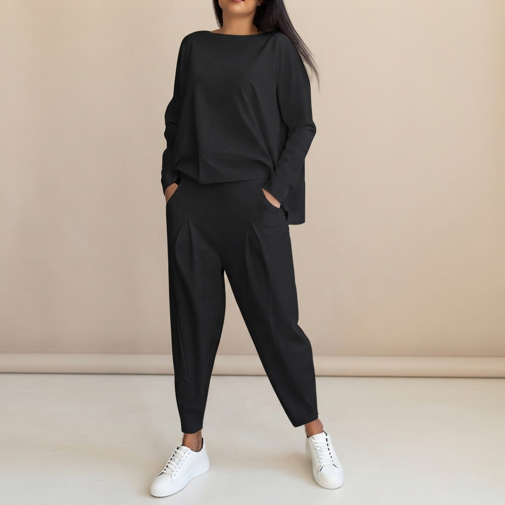 Emilyn - Lässiges Set aus Weitgeschnittener Hose
