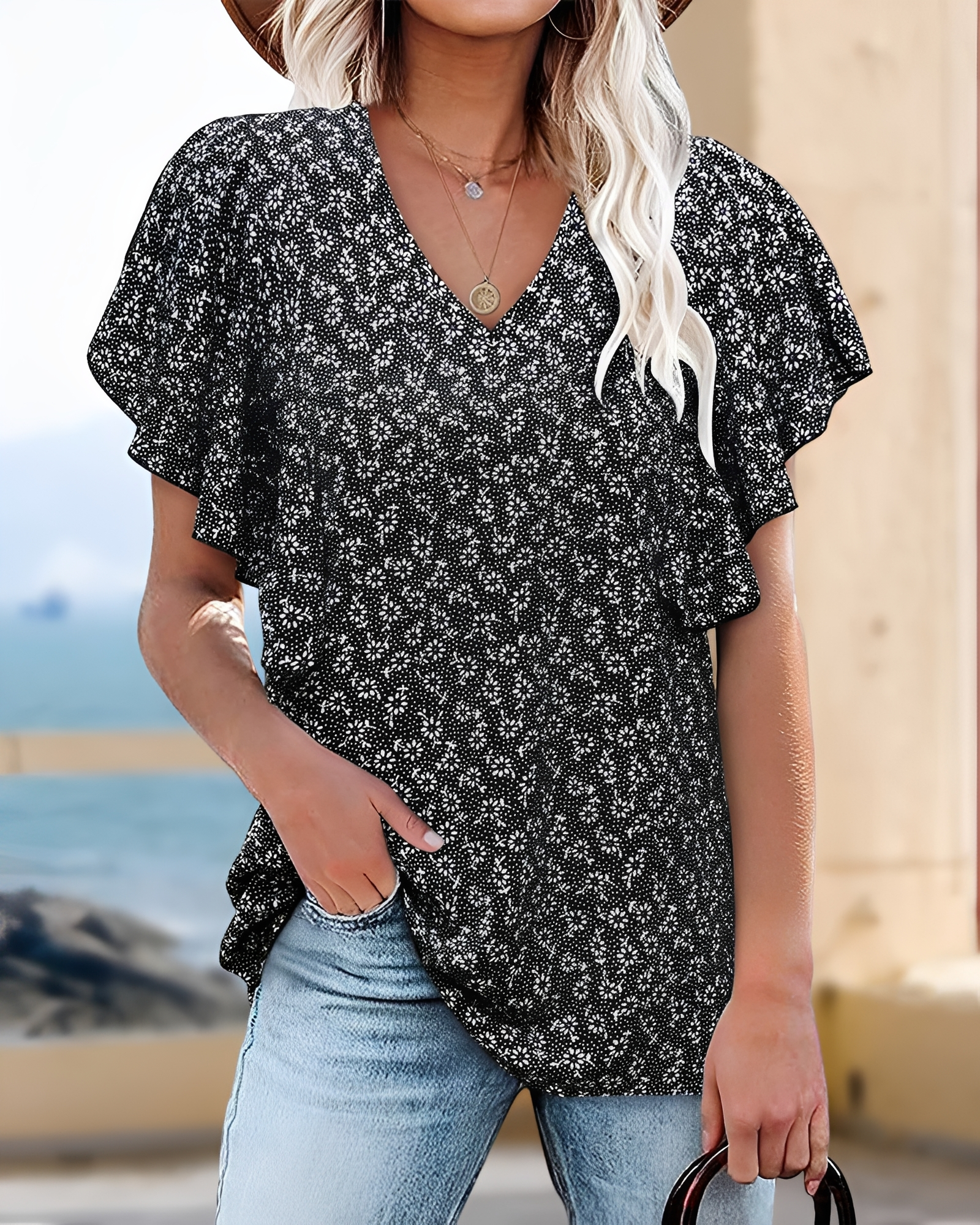 Eleri - Modische Bluse mit V-Ausschnitt