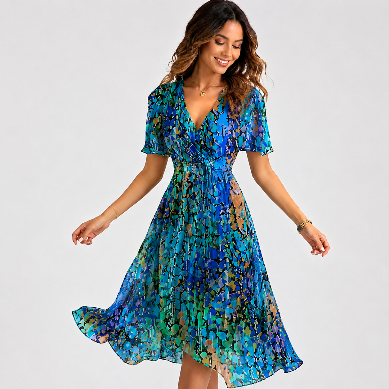 Elsinya - Elegantes und fließendes Midi-Kleid