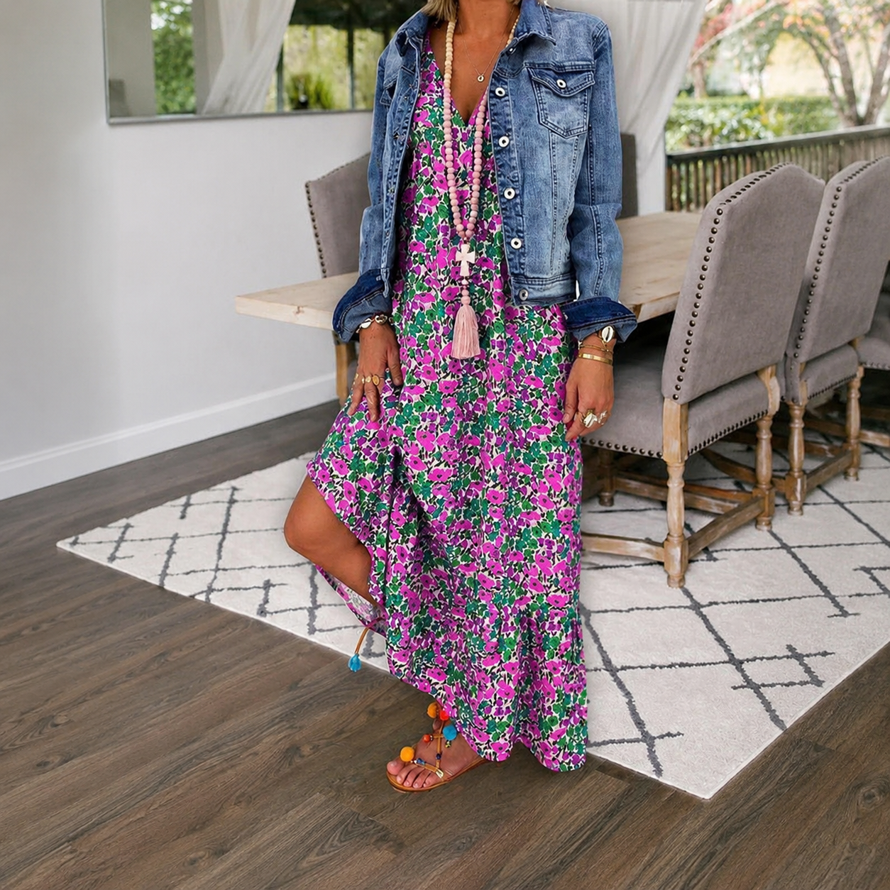 Shalisha - Elegantes Boho-Kleid mit V-Ausschnitt