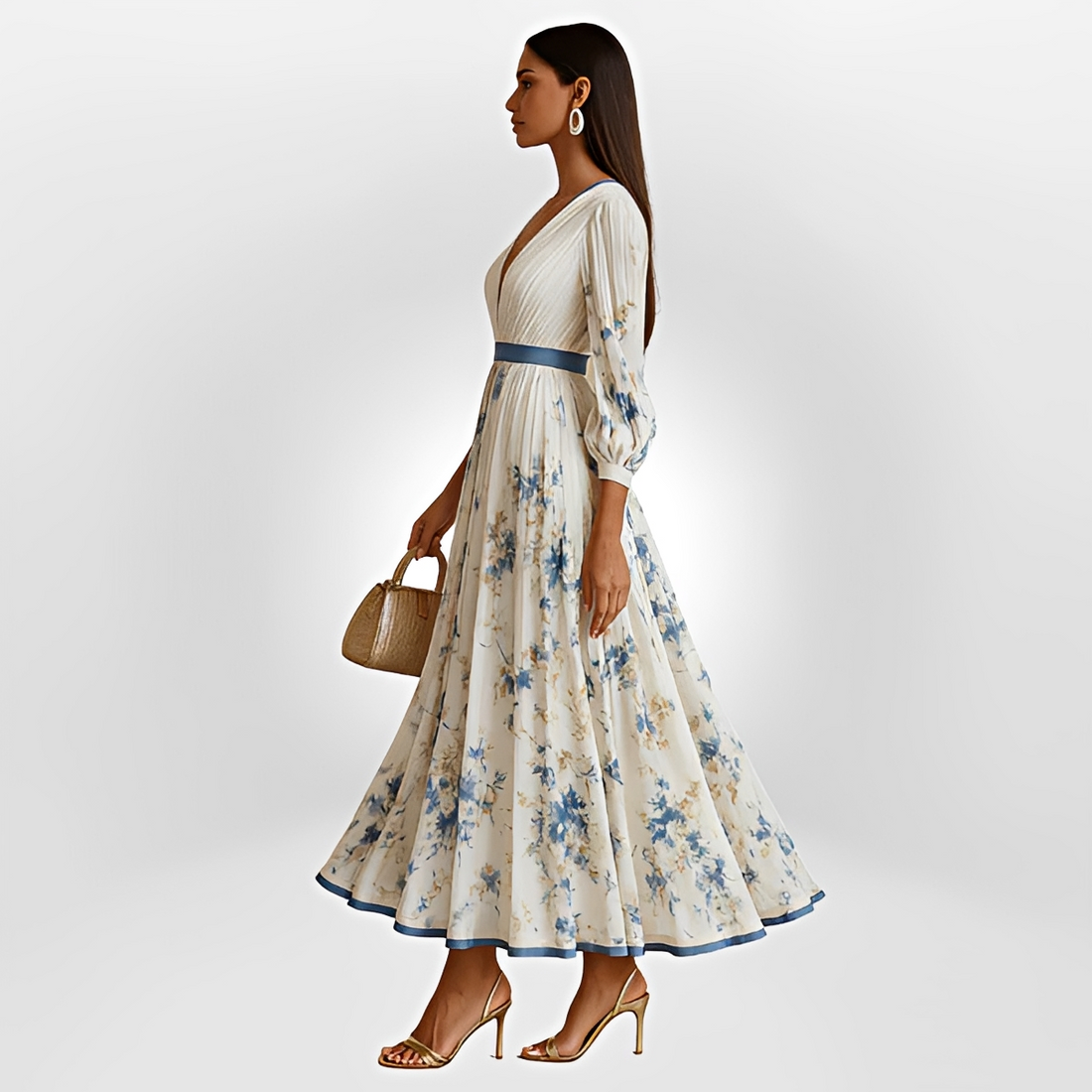 Klarise - Elegantes Wickel-V-Ausschnitt-Kleid