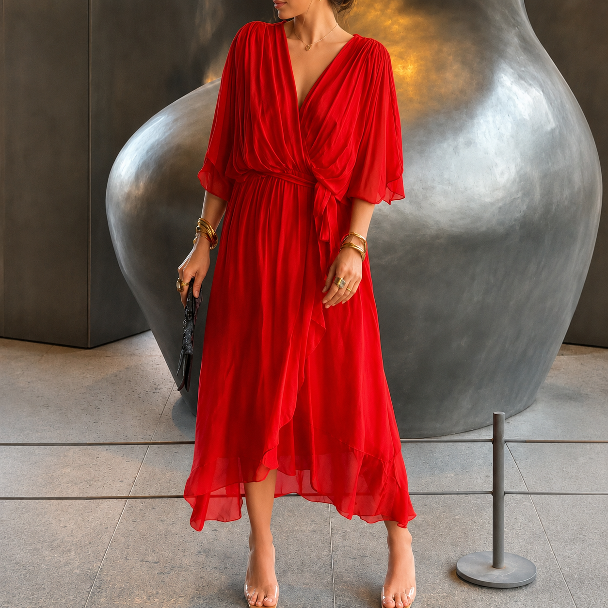 Jescah - Elegantes Kleid mit Fledermausärmeln