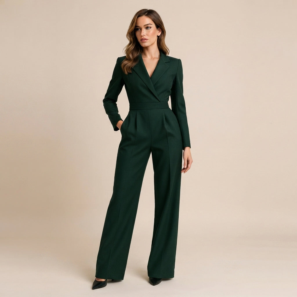 Elnaz - Eleganter Jumpsuit mit V-Ausschnitt und weitem Bein