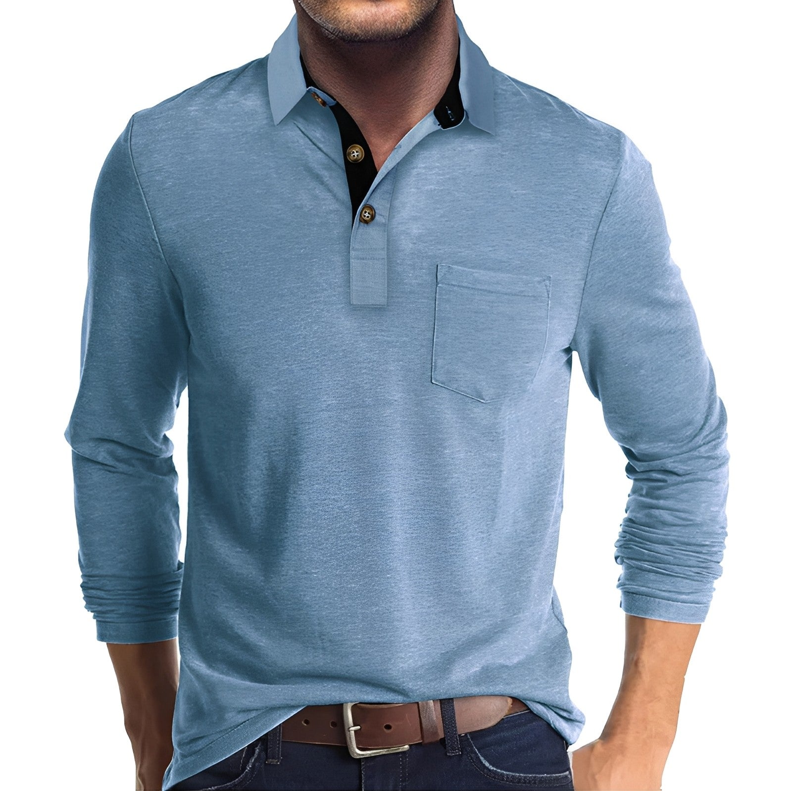 Marty - Lockeres Herren-Poloshirt mit langen Ärmeln